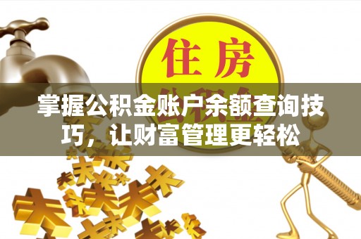 阿拉善左旗掌握公积金账户余额查询技巧，让财富管理更轻松