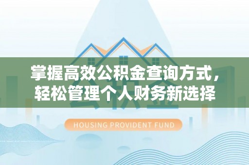 阿拉善左旗掌握高效公积金查询方式，轻松管理个人财务新选择