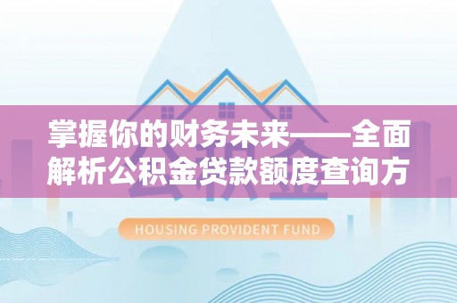 阿拉善左旗掌握你的财务未来——全面解析公积金贷款额度查询方法